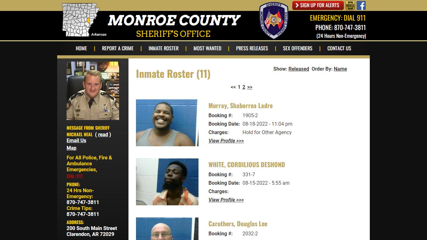 Inmate Roster - Monroe County Sheriff AR